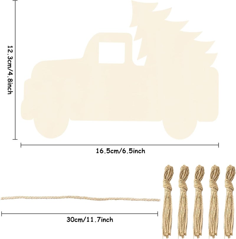 Tmflexe 16Pcs Unfinished Paintable Blank Wooden Christmas Tree Car Festival Decoration Ornaments, Xmas Tree Hanging Wood Slices for Kids DIY Art Crafts - Image 2