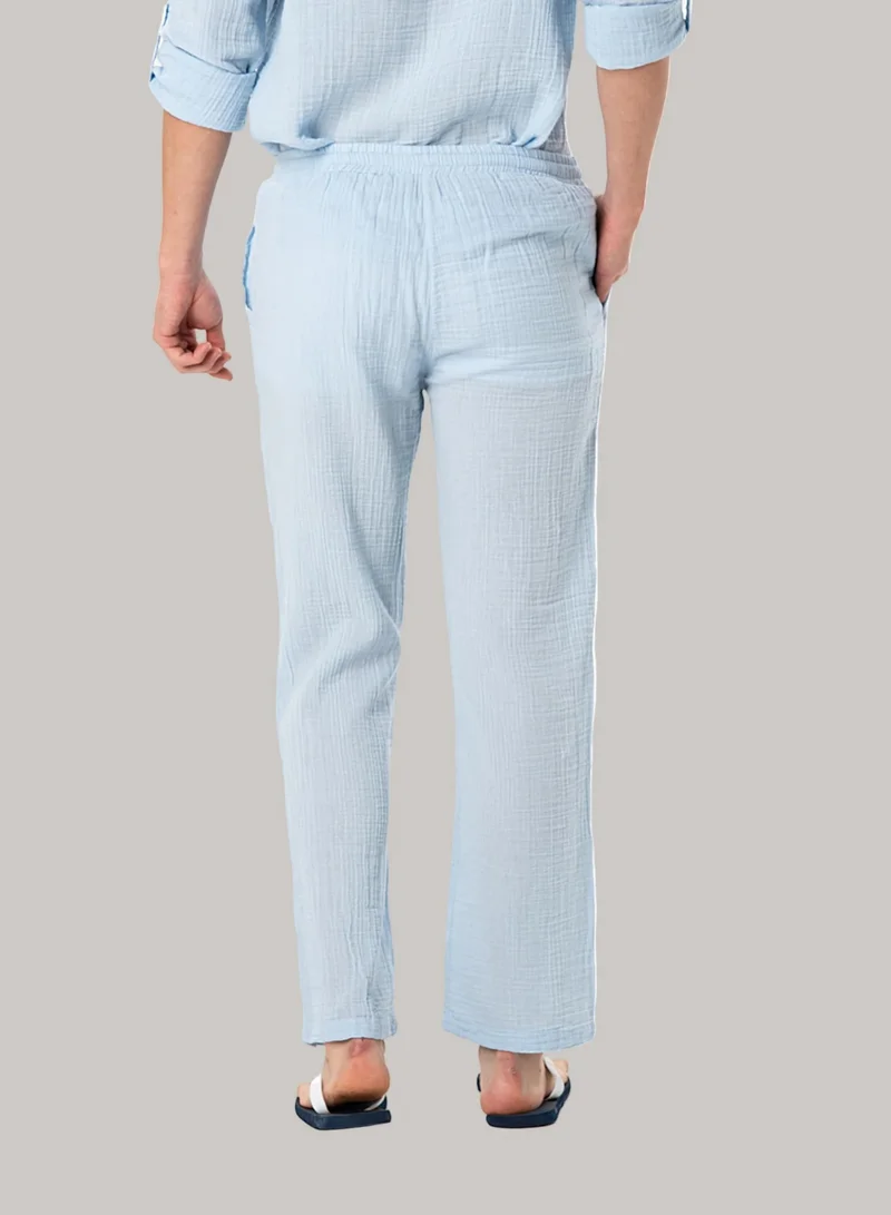 Just Nature Ice Blue Straight Fit Soft Cotton Trousers for Men | Best Price UAE