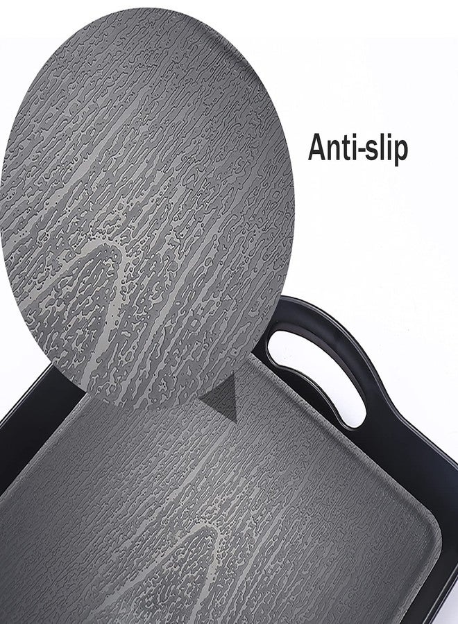 Cedilis 3 Pack Black Serving Trays with Handles,16 x 11IN Rectangular Non Skid Multi-Purpose Plastic OttomanTray for Restaurant, Parties, Coffee Table, Kitchen - Image 3