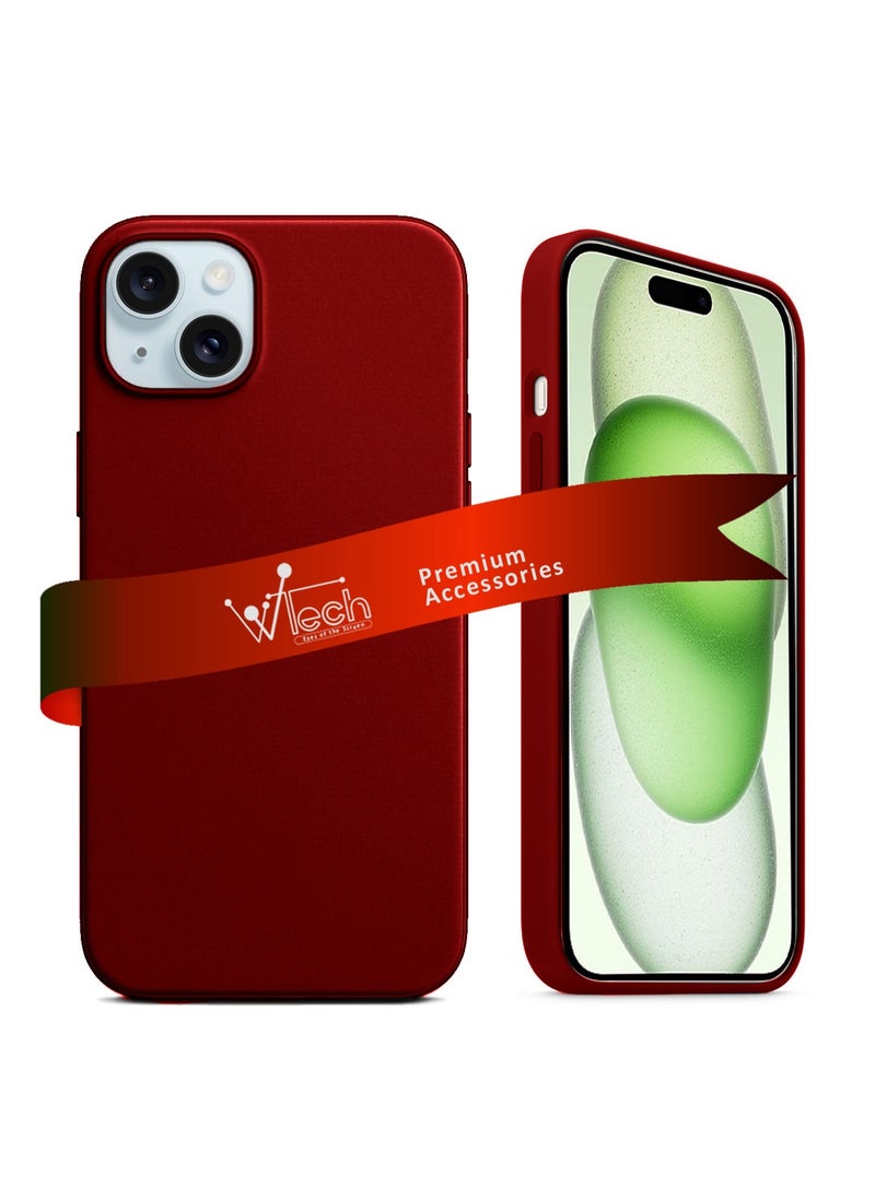 Wtech - Soft Liquid Silicone Case Cover For Apple iPhone 15 Plus 2023 Maroon - Image 1