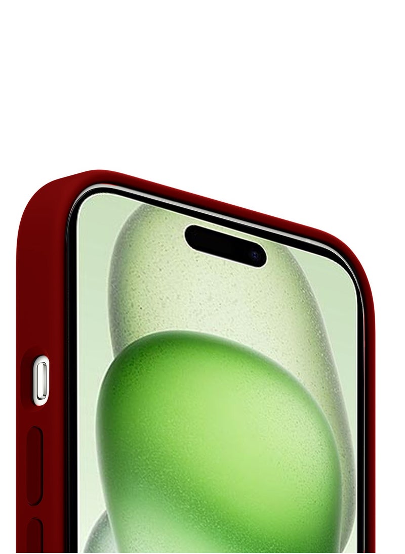Wtech - Soft Liquid Silicone Case Cover For Apple iPhone 15 Plus 2023 Maroon - Image 1