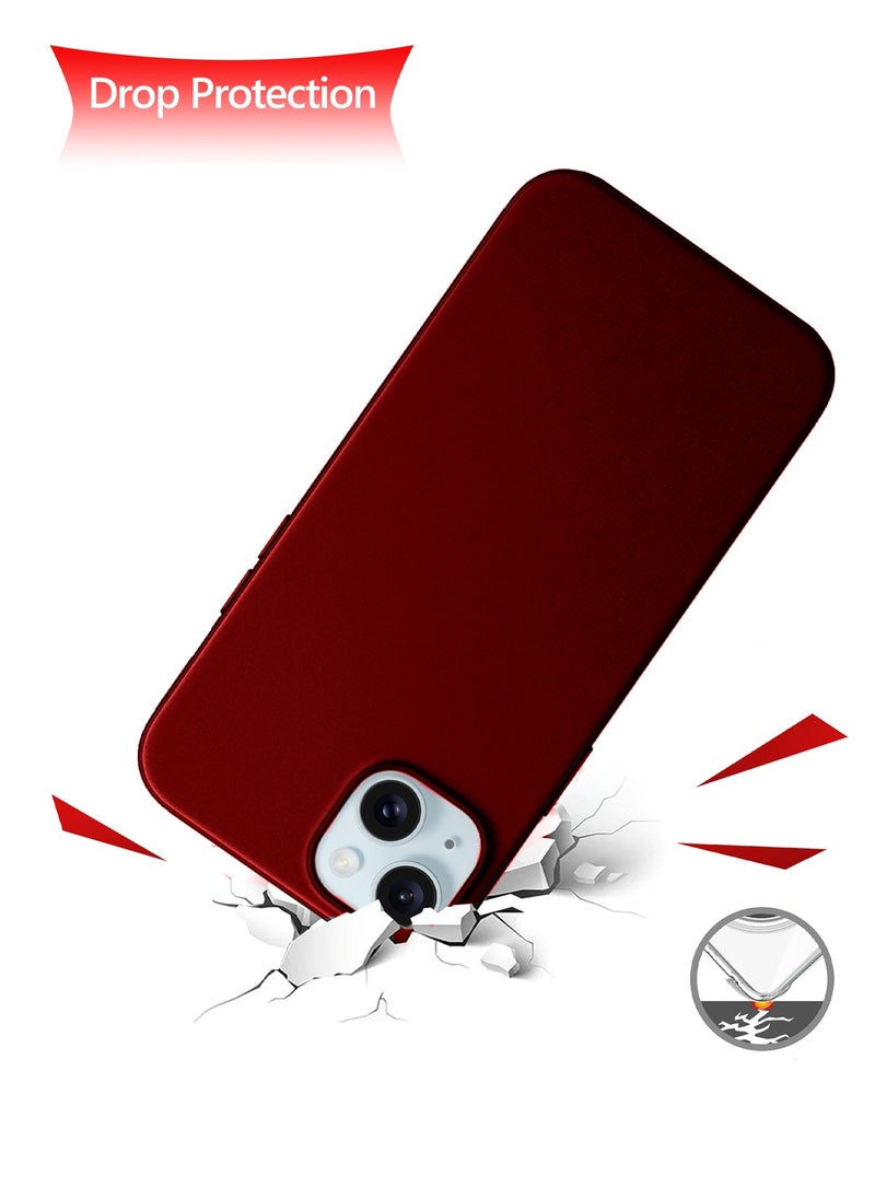 Wtech - Soft Liquid Silicone Case Cover For Apple iPhone 15 Plus 2023 Maroon - Image 1