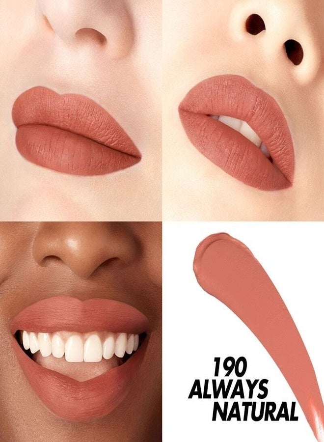 MAKE UP FOR EVER Rouge Artist For Ever Matte 24HR Longwear Liquid Lipstick 4.5ml – Shade 190 Always Au Naturel (Peachy Nude) – Transfer-Proof, High-Pigment, Comfortable Matte Lip Color - Image 2