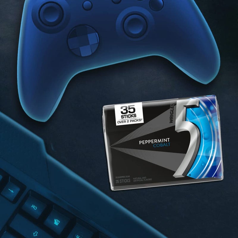 5 Gum Sugarfree Gum, Peppermint Cobalt, 35-stick pack (6 packs total) - Image 4