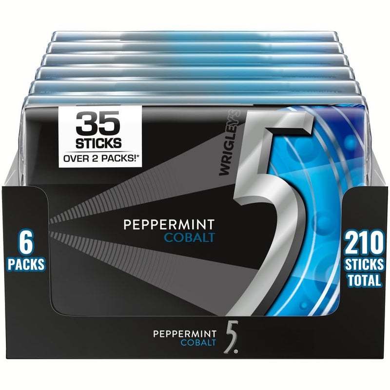 5 Gum Sugarfree Gum, Peppermint Cobalt, 35-stick pack (6 packs total) - Image 1