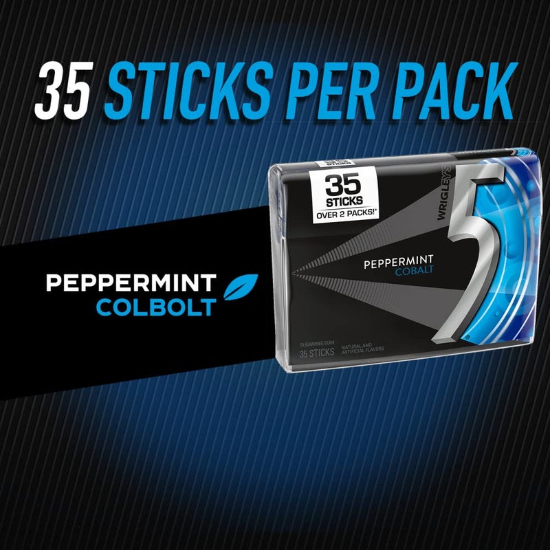5 Gum Sugarfree Gum, Peppermint Cobalt, 35-stick pack (6 packs total) - Image 3