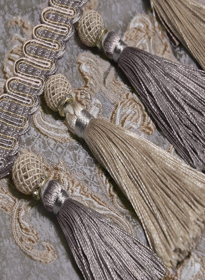 Loom and Mill مفرش طاولة فاخر من لوم آند ميل، طوله 60 بوصة، مفارش طاولة طعام أنيقة من الجاكار مع شرابات متعددة مصنوعة يدويًا لتزيين غرفة الطعام والحفلات والمآدب (رمادي، 13*60 بوصة) - Image 5