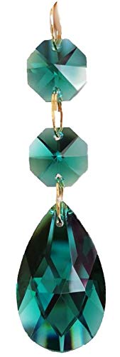 HUESEW Teardrop Pendants Candle Chandelier Crystal Prisms Pendants Glass Pendants Beads Pack of 20 Peacock Green
