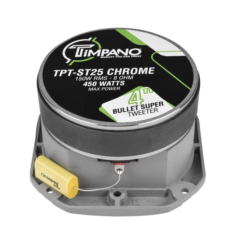Timpano Super Tweeter 4 Inch TPT-ST25 Chrome, 8 Ohm, 900 Watts Max, 107 dB, 1.5 in Voice Coil, HIgh Sensitivity, Slim Profile Bullet Tweeters Speakers for Pro Audio (Pair) - Image 5