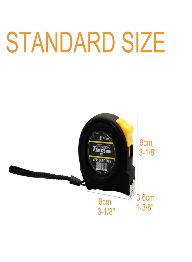 binifiMux Tape Measure 25FT with Fractions 1/8 Scale, Retractable Easy Read Measuring Tape, Imperial Pocket Measurement Tape with Metal Belt Clip for Construction, Contractor, Carpenter, Woodworking - Image 2