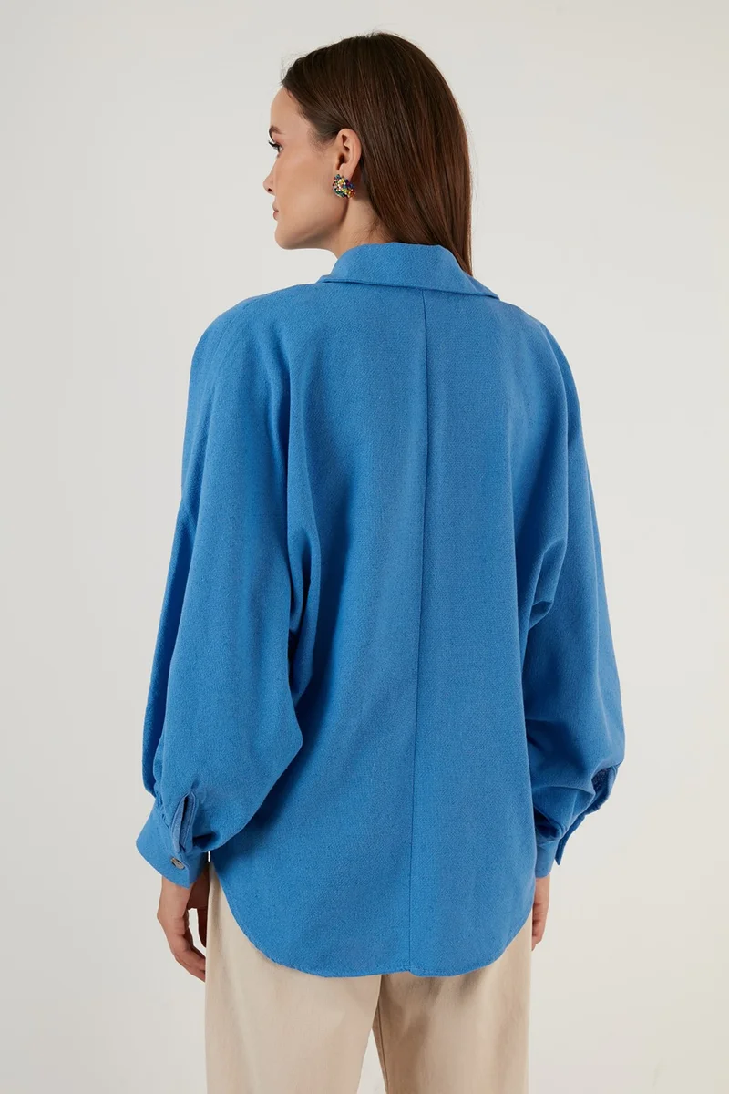 Lela Cotton Pocket Balloon Sleeve Boyfriend Shirt Women's Shirt 6230458