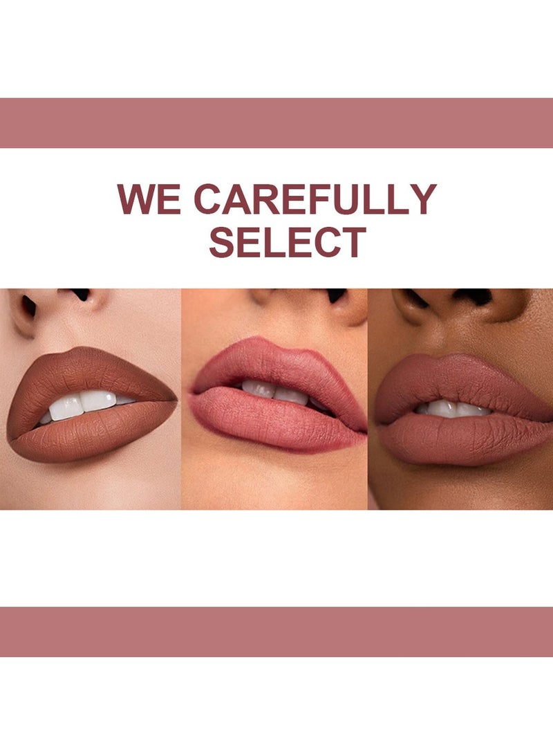 Ushas 3 Pcs Lip Liner & Lipstick Set, Long-Lasting Matte Waterproof Lip Liner and Lipstick Combo With Pink Lip Brush, Lips Makeup Gift Kit for Women#1 - Image 5