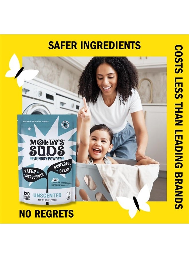 MOLLY'S SUDS Original Laundry Detergent Powder | Natural Laundry Detergent Powder for Sensitive Skin | Earth-Derived Ingredients, Stain Fighting | 120 Loads (Unscented)  - Image 4