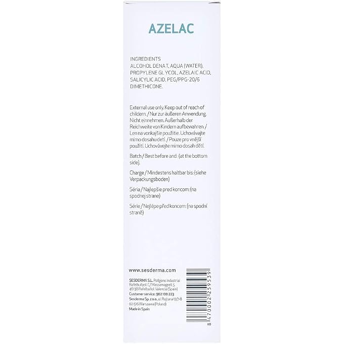 Sesderma Azelac Lotion 100ml- Comprehensive Oily and Acne Prone Skin Care - Soothes redness & Regulates Sebum - Targets In-grown Hairs - Convenient Portable Size with Easy Spray Usage - Image 2