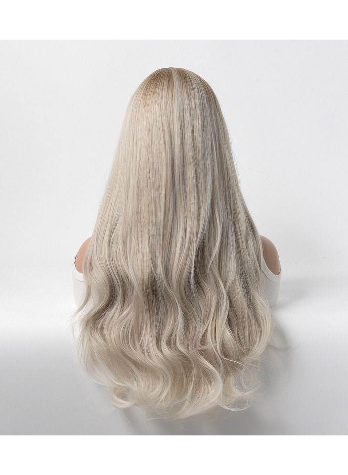 Estelle Wig Female Long Curly Hair Big Wave Medium Long Full Headgear Greyish Dark Blonde - Image 2