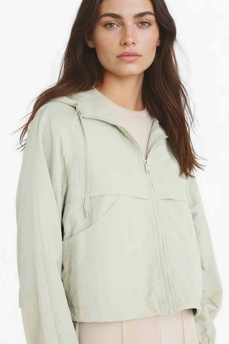ديفاكتو Regular Fit Hooded Zippered Crop Raincoat