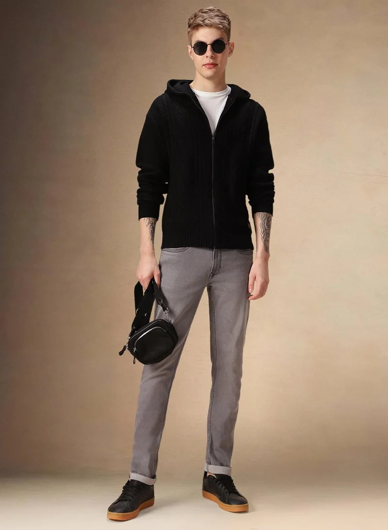 Dennis Lingo  Men's Black 100% Acrylic Solid Cardigan Regular Fit Sweater for Men | Best Price UAE
