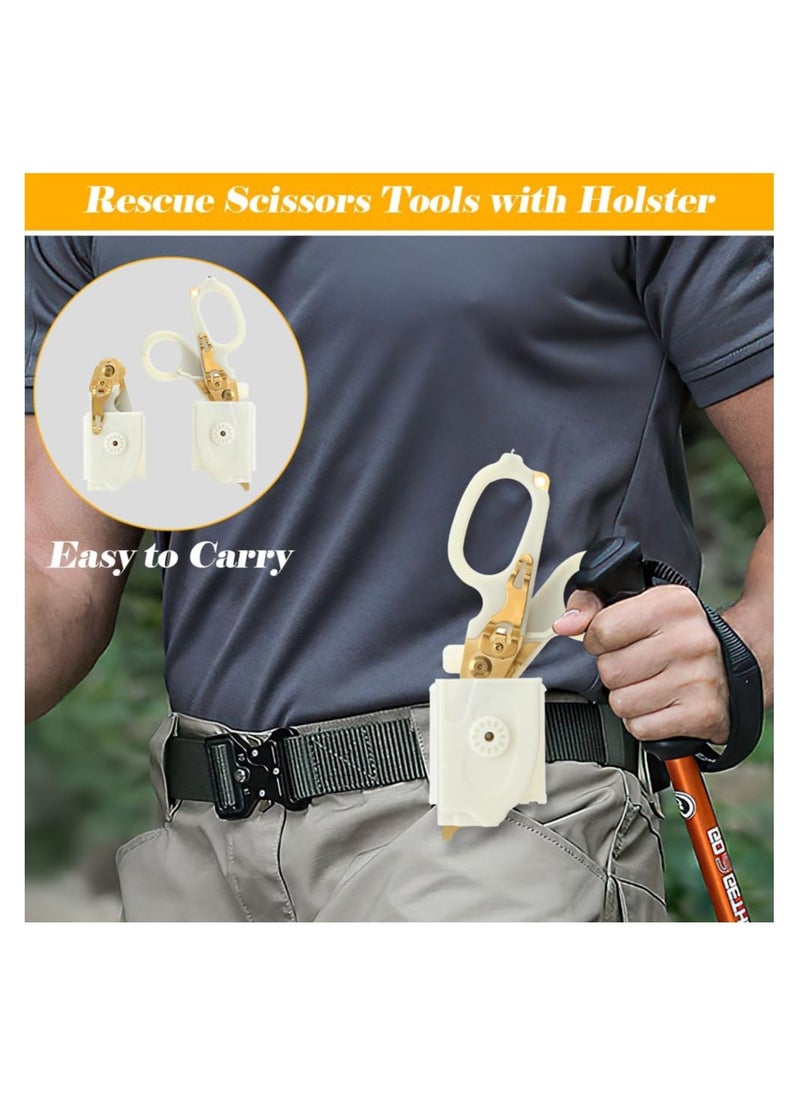 SYOSI - 6 In1 Emergency Response Shears, Stainless Steel Trauma Shears, Multifunctional Self-luminous Scissors, with Strap Cutter and Glass Breaker, Outdoor Camping Rescue Scissors Tools with Holster - Image 1