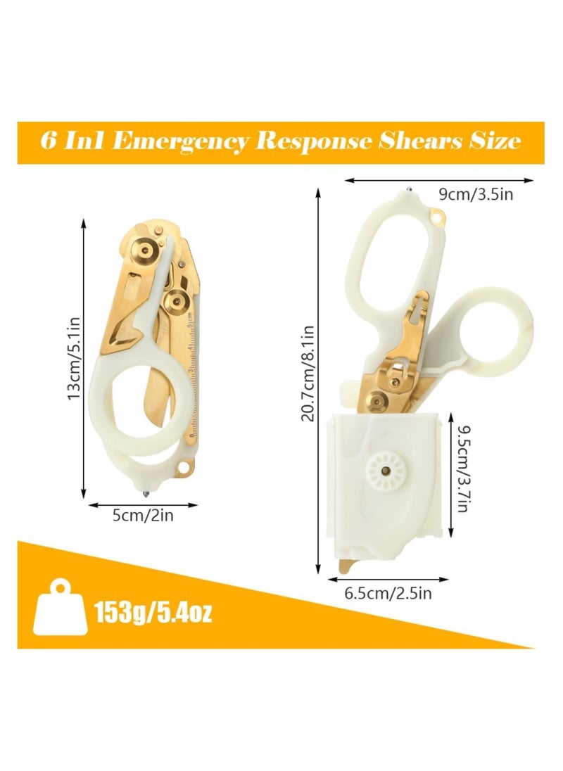 SYOSI - 6 In1 Emergency Response Shears, Stainless Steel Trauma Shears, Multifunctional Self-luminous Scissors, with Strap Cutter and Glass Breaker, Outdoor Camping Rescue Scissors Tools with Holster - Image 1