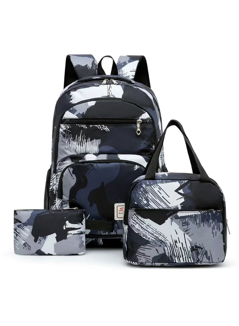 SPORT Boys' and girls' backpacks, primary and secondary school backpacks, back to school backpacks, gray three piece set, classic - Image 1