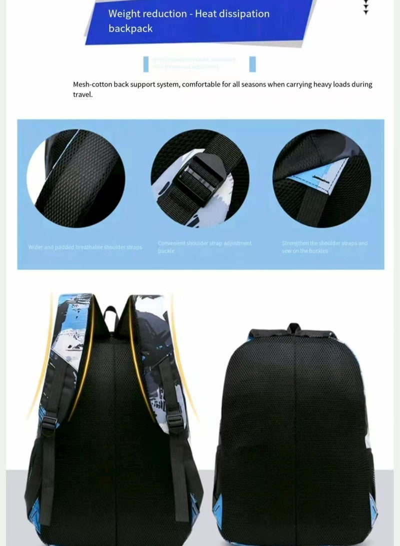 SPORT Boys' and girls' backpacks, primary and secondary school backpacks, back to school backpacks, gray three piece set, classic - Image 3