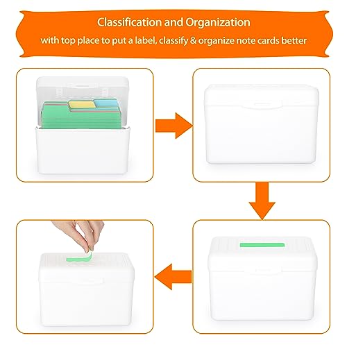 BTSKY 1 Pack 4 x 6 inch Index Card Box - Index Card Holder Notecard Box Recipe Card Box Plastic Storage Organizer for Filling Index Cards , Note cards , Flashcards, Recipes and Addresses, White (Not - Image 4