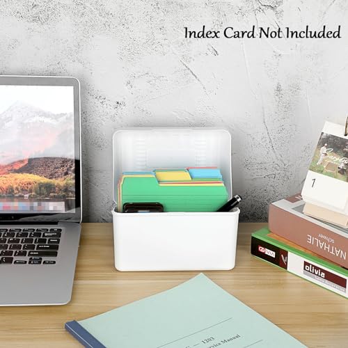 BTSKY 1 Pack 4 x 6 inch Index Card Box - Index Card Holder Notecard Box Recipe Card Box Plastic Storage Organizer for Filling Index Cards , Note cards , Flashcards, Recipes and Addresses, White (Not - Image 2