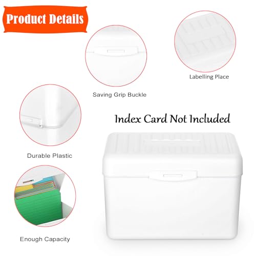 BTSKY 1 Pack 4 x 6 inch Index Card Box - Index Card Holder Notecard Box Recipe Card Box Plastic Storage Organizer for Filling Index Cards , Note cards , Flashcards, Recipes and Addresses, White (Not - Image 5