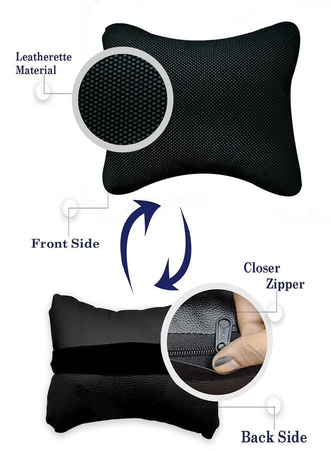 PulGos Car Neck Cushion in Dotted Design Black Leatherette Material for_PR983 - Image 2