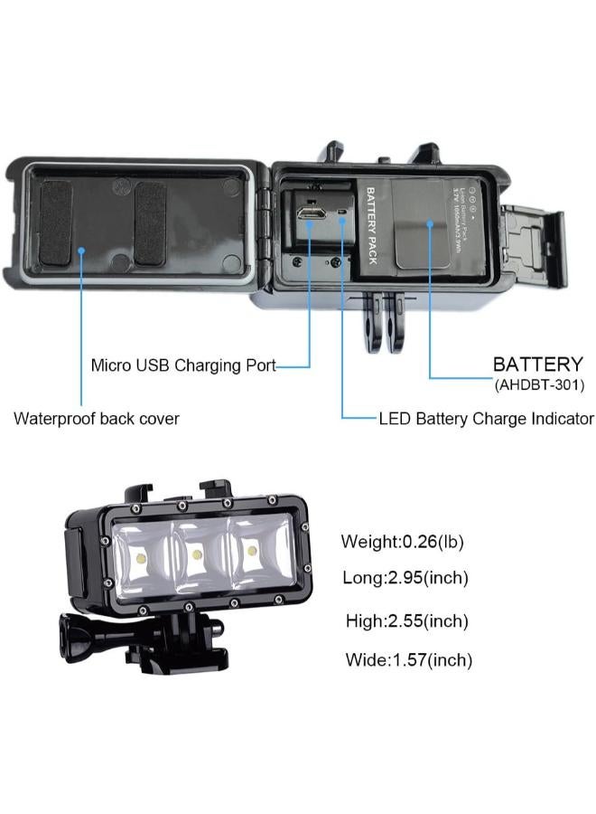 ضوء فيديو LED عالي الطاقة قابل للتعتيم ومقاوم للماء، ضوء ليلي للغوص تحت الماء - Image 4