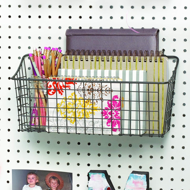 Spectrum Diversified Spectrum Pegboard & Wall Mount Wire Basket Extra Large (Industrial Gray) - Storage & Organizer for Garage, Tools, Shed, Home, Work Bench, Crafts, & More - Image 5