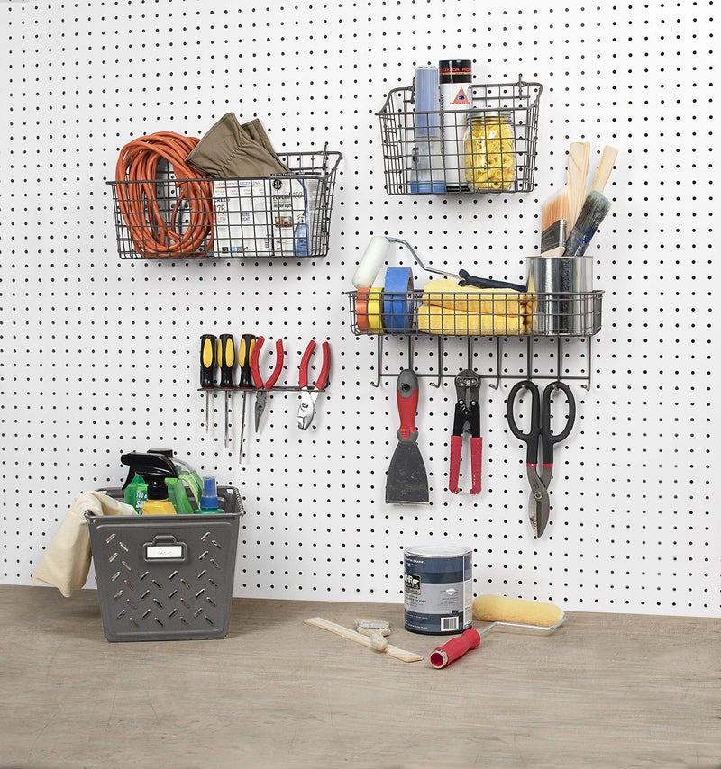 Spectrum Diversified Spectrum Pegboard & Wall Mount Wire Basket Extra Large (Industrial Gray) - Storage & Organizer for Garage, Tools, Shed, Home, Work Bench, Crafts, & More - Image 3