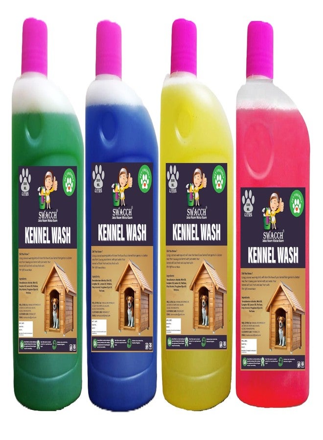 swacch Kennel Wash (500ml) (Combo Pack of 4) Jasmine, Lavender, Lemon & Rose I Pet Stain & Odour Remover I Pet Floor Cleaner Liquid I Dog and Cat Friendly - Image 1