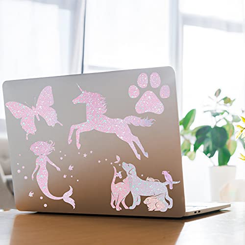 Clabby 36 Sheets Holographic Sticker Paper Clear A4 Vinyl Sticker Paper Self Adhesive Waterproof Transparent Film Gem Rainbow Star Patterns, 11.7 x 8.3 Inch (Star) - Image 4