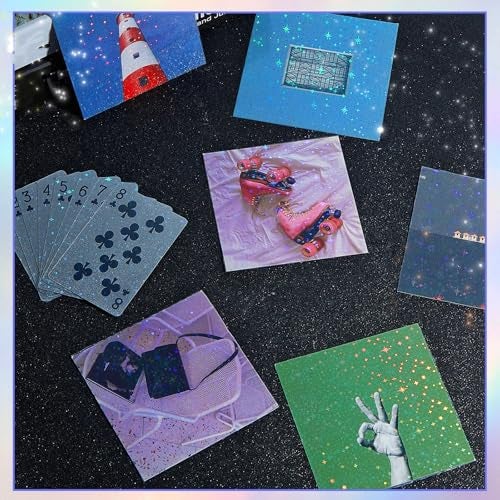 Clabby 36 Sheets Holographic Sticker Paper Clear A4 Vinyl Sticker Paper Self Adhesive Waterproof Transparent Film Gem Rainbow Star Patterns, 11.7 x 8.3 Inch (Star) - Image 5