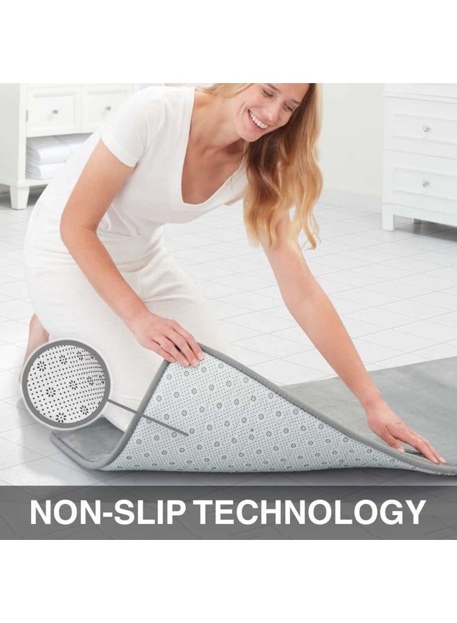 Genteele (43cm X 60cm , Gray) - Memory Foam Bath Mat Non Slip Absorbent AND BEST Super Cosy Velvet Bathroom Rug Carpet (Grey, 43cm X 60cm ) - Image 1