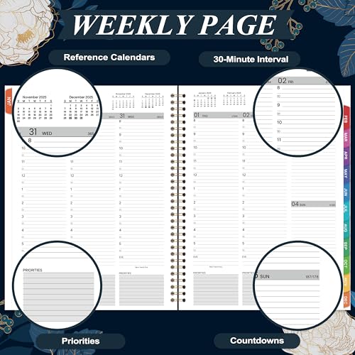Indeme 2026 Appointment Book - Weekly Appointment Book 2026, Jan 2026 - Dec 2026, 2026 Planner, 9" x 11", Planner 2026 with Tab, Half Hour (30 Mins) Interval - Image 4