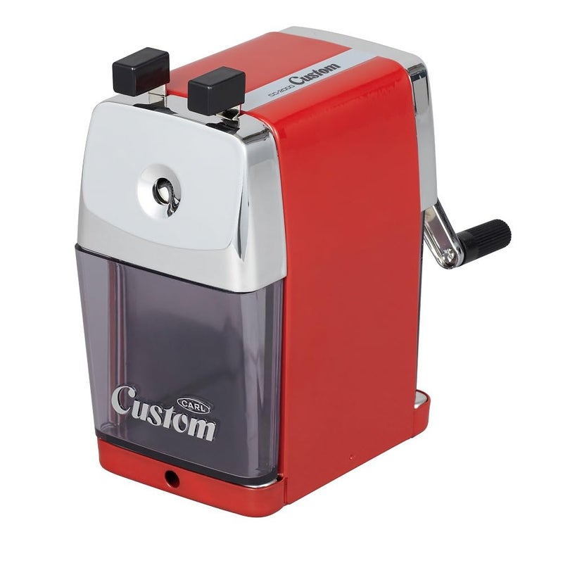 CARL Pencil Sharpener, CC-2000, Custom, Red, 5-Point Selector. Manual, Quiet for Office and Home Desks, School Classroom - Image 1