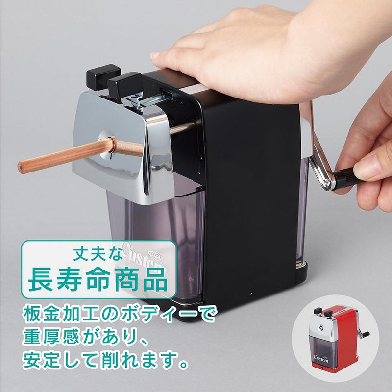 CARL Pencil Sharpener, CC-2000, Custom, Red, 5-Point Selector. Manual, Quiet for Office and Home Desks, School Classroom - Image 2