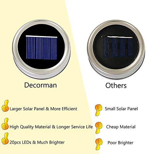 Decorman Solar Mason Jar Lights, 4 Pack 30 LED Fairy Star Firefly String Lids Lights with 4 Hangers for Patio Yard Garden Party Wedding Christmas Decoration(Jars Not Included) (4 Pack, Colorful) - Image 2