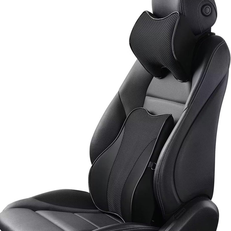 Ovyuzhen Lumbar Support and Car Neck Pillow - Memory Foam Ergonomic Seat Cushion with Adjustable Strap - Image 1