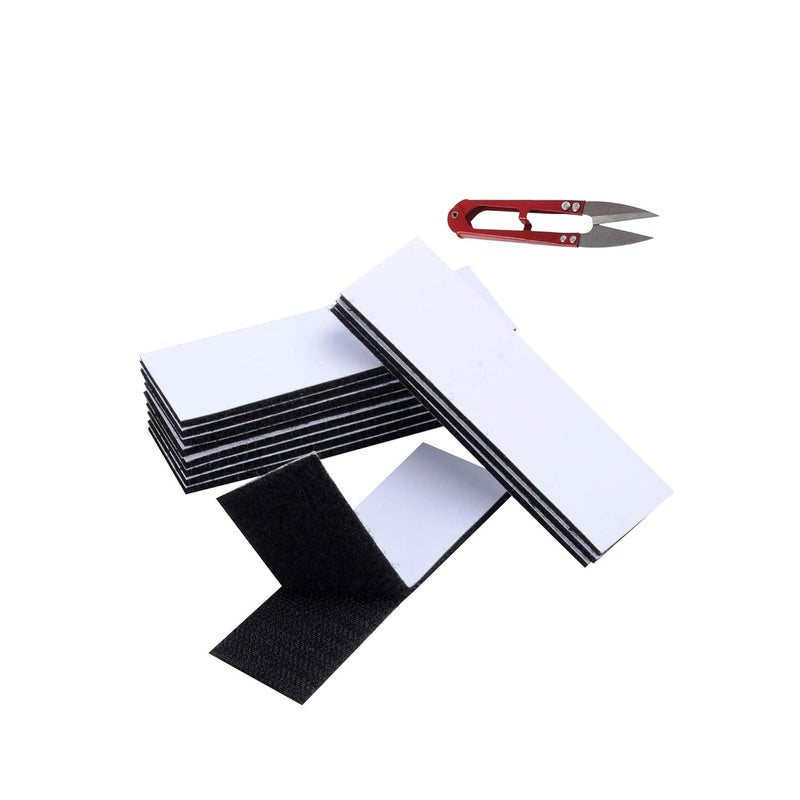 UR LITTLE SHOP UR LITTLE SHOP Adhesive Hook 5 Inches_ Adhesive Loop 5 Inches with Easy Removal Sticker 20mm_10 Pairs Black Color with Industrial Cutter ULS3 