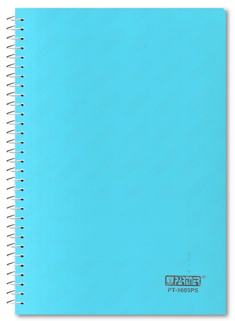 PARTNER 1-Piece A4 Size Spiral Binded Single Line Notebook With Plastic Cover Light Blue - Image 1