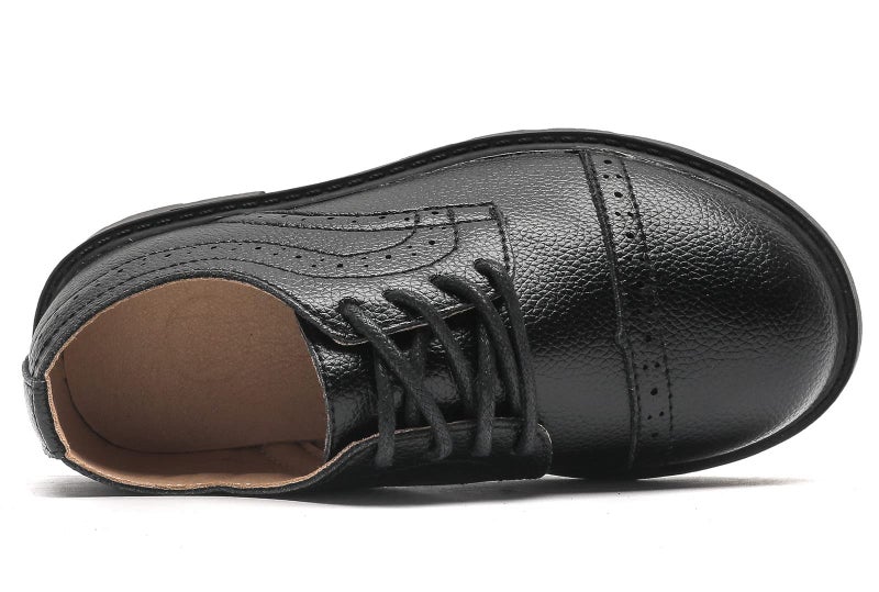 kkdom Boys Girls Classic Lace-Up School Uniform Comfort Oxfords Dress Shoes Loafer Flats (Toddler/Little Kid) Black US Size 3.5 M Big Kid - Image 5