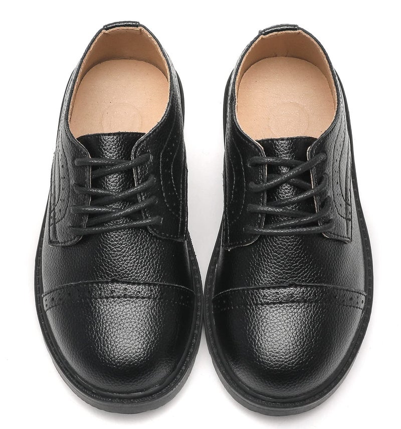kkdom Boys Girls Classic Lace-Up School Uniform Comfort Oxfords Dress Shoes Loafer Flats (Toddler/Little Kid) Black US Size 3.5 M Big Kid - Image 3