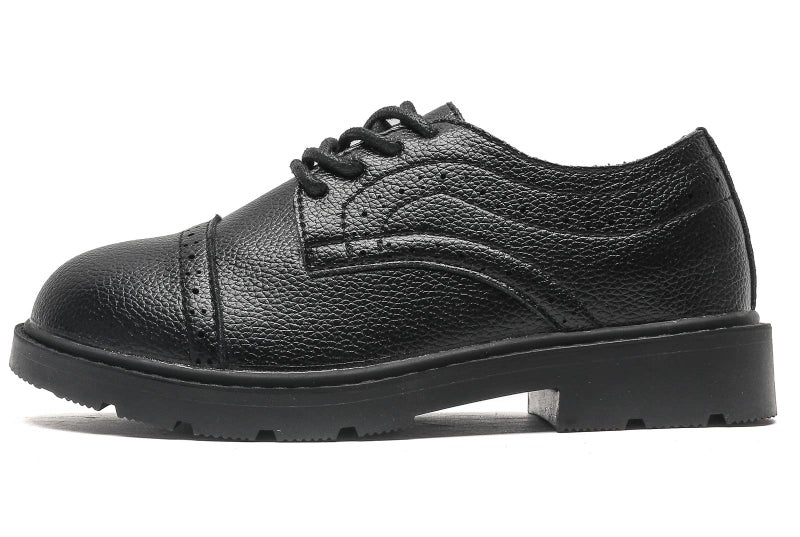 kkdom Boys Girls Classic Lace-Up School Uniform Comfort Oxfords Dress Shoes Loafer Flats (Toddler/Little Kid) Black US Size 3.5 M Big Kid - Image 4