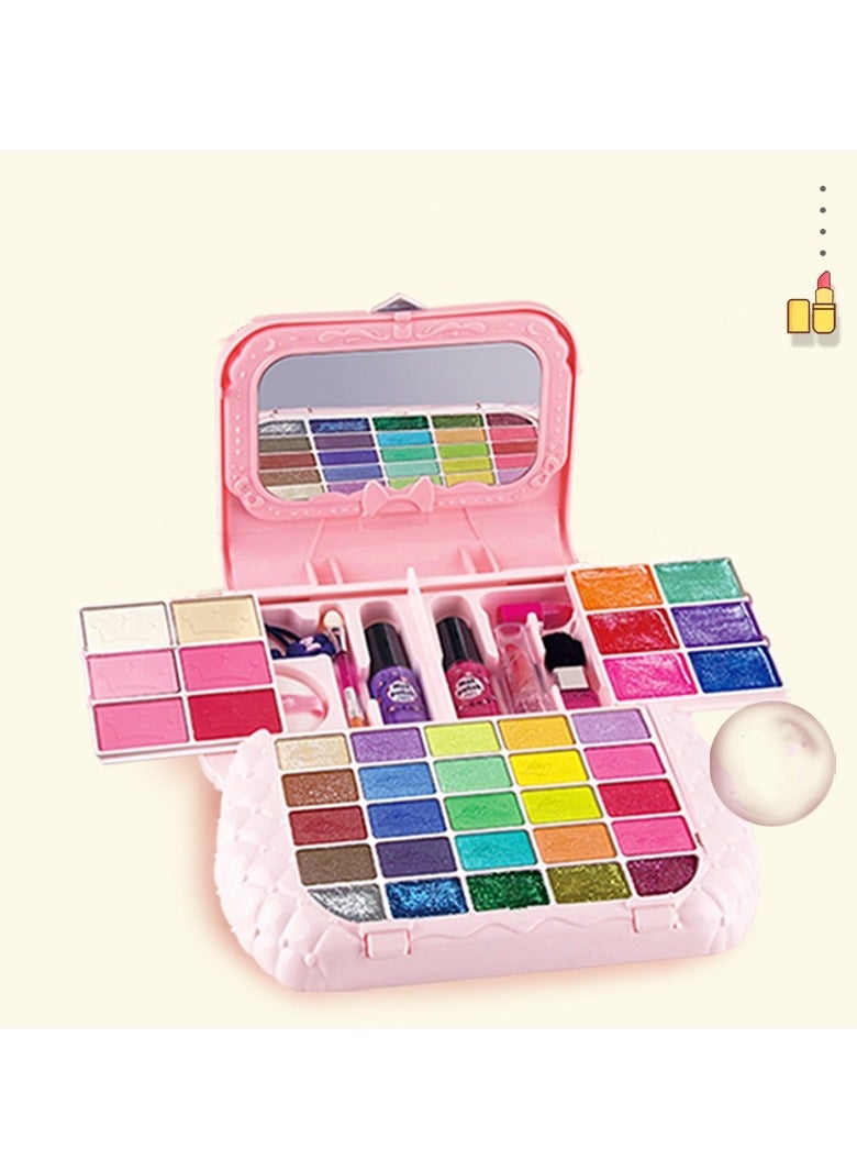 Girl Makeup Kit,Washable Kids Makeup Set with Mirror,  Fashionable princess Handheld Bag Design,Gift Toys Water Soluble Easy to Wipe Gift Box,Pink Color Portable, Durable And Washable,Non-Toxic safe - Image 3