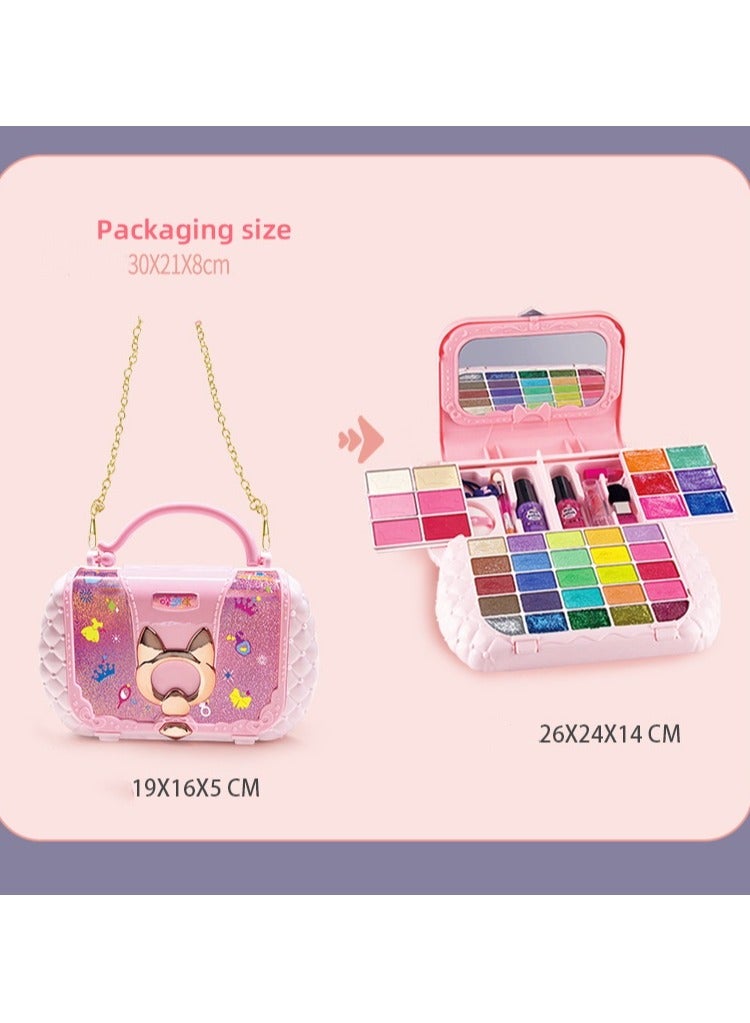 Girl Makeup Kit,Washable Kids Makeup Set with Mirror,  Fashionable princess Handheld Bag Design,Gift Toys Water Soluble Easy to Wipe Gift Box,Pink Color Portable, Durable And Washable,Non-Toxic safe - Image 5