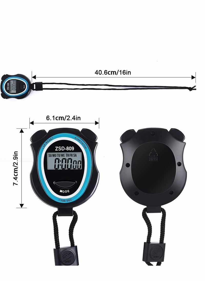 SYOSI - 2Pcs Stopwatch Digital Stopwatch Timer with Lanyard Handheld Stop Watches Timer with Alarm Calendar Shockproof Sports Stopwatch for Coach Referee Swimming Running - Image 1
