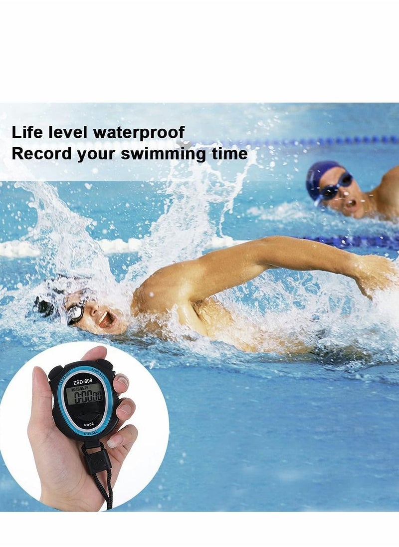 SYOSI 2Pcs Stopwatch Digital Stopwatch Timer with Lanyard Handheld Stop Watches Timer with Alarm Calendar Shockproof Sports Stopwatch for Coach Referee Swimming Running  - Image 5